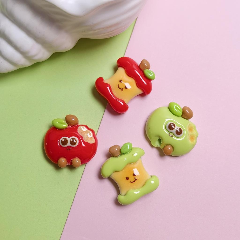 100pcs Mixed Cartoon Apple Bead  Spacer Loose Beads for Jewelry Making Bracelet DIY Pen Bead Accessories