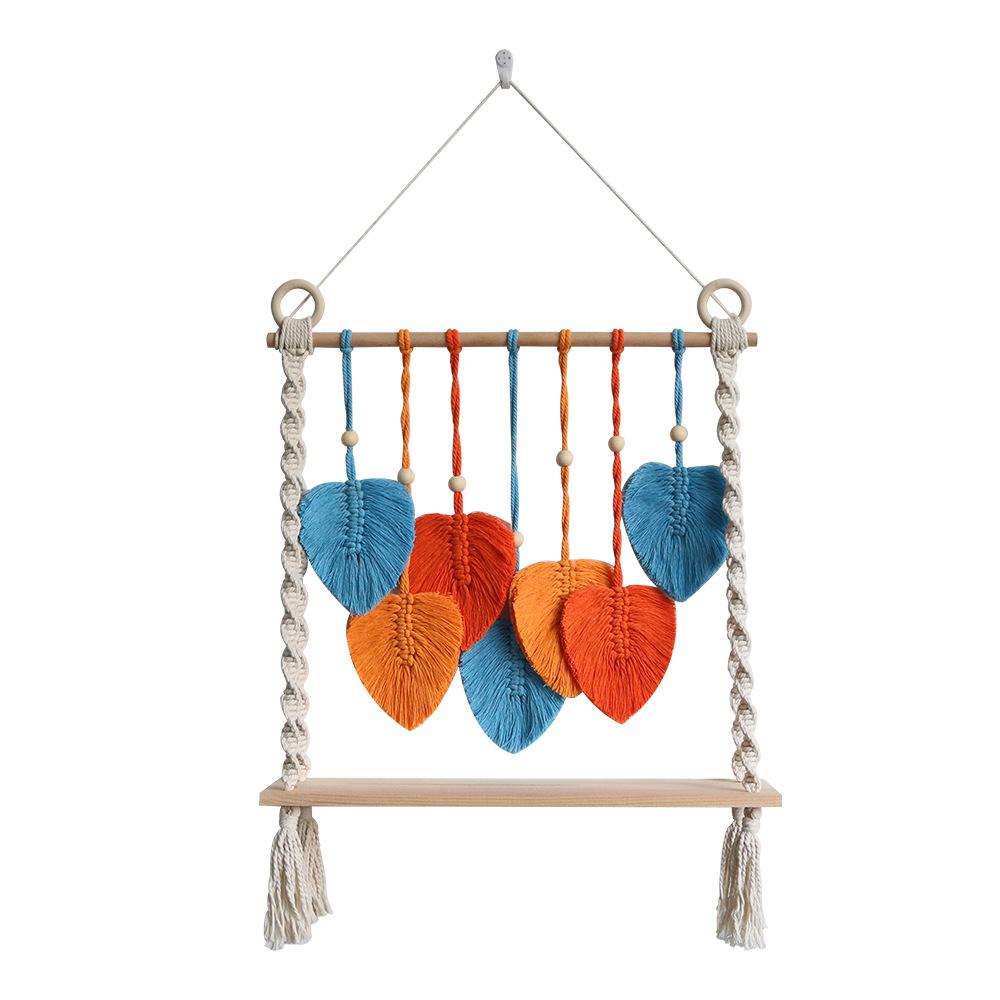 Nordic Style Wall Decoration Shelves Hand-woven Leaf Tapestries Room Wall Hanging