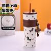 Water bottle Bingba cup Stainless steel thermos cup High value women's cold coffee cup Car large capacity straw cup