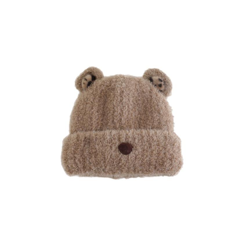 Cute Ears Little Bear Knitted Plush Hat Children Autumn and Winter Warmth Ear Protection Small Face Appearance