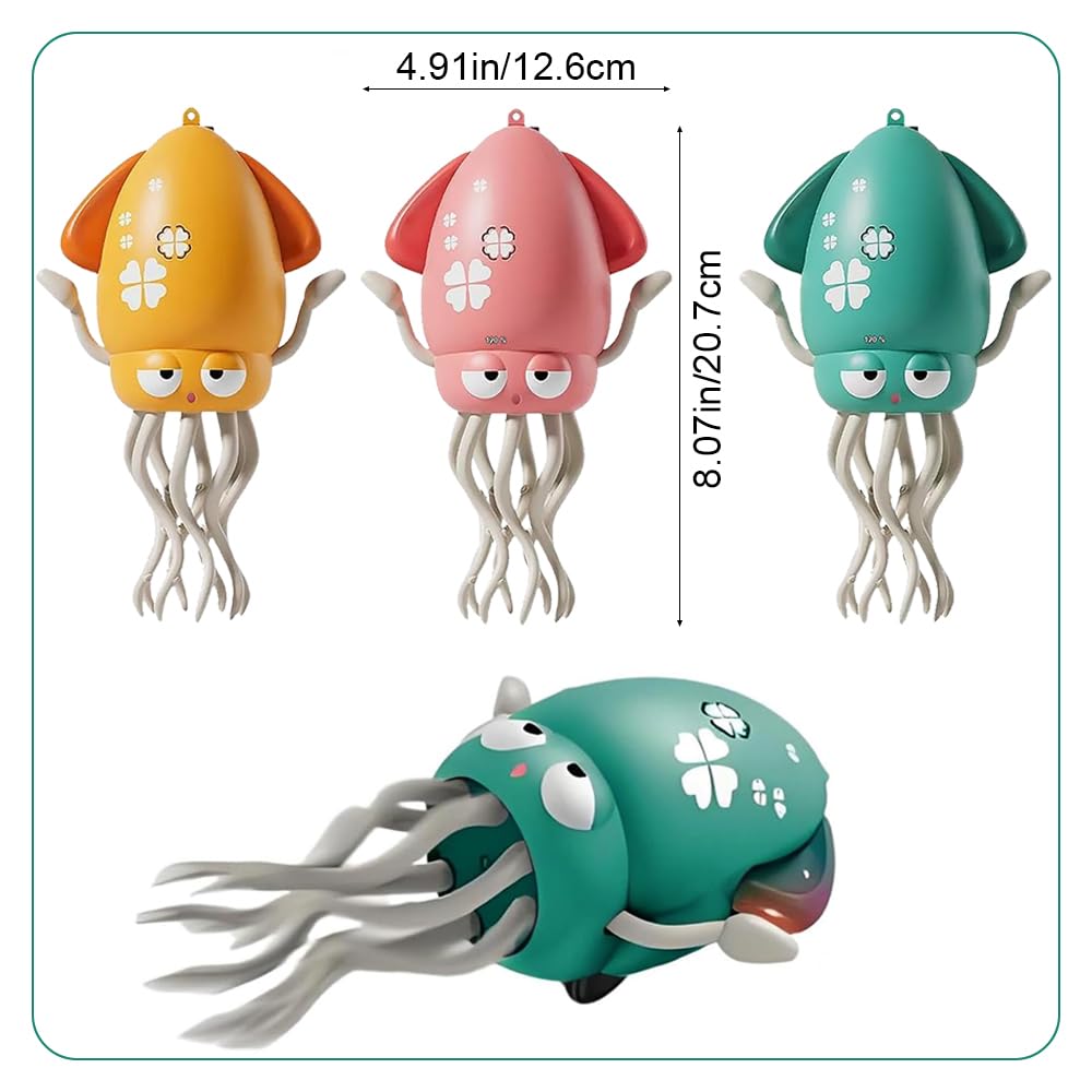 Moving and Dancing Octopus Squid Toy, Electric Squid Toy with Automatic Obstacle Avoidance, LED Lights, and Music for Dogs and Cats, Indoor Play,