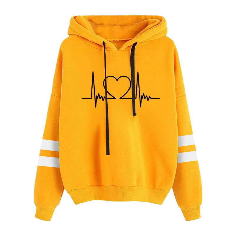 Autumn and winter long sleeved love printed hooded sweatshirt 6993 L жёлтый 1390₽