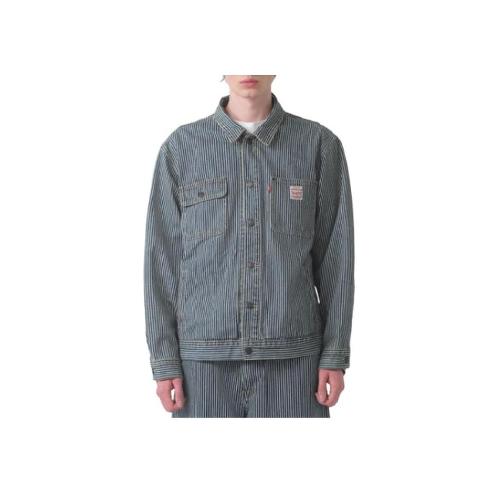 Levis SS25 Striped Pattern Button Closure Jacket Men Jackets Light-Blue A4820-0016