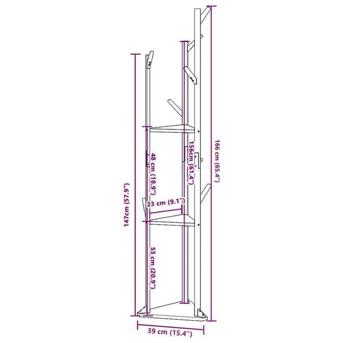 VidaXL Coat Rack with Hooks and Shelves 39x33x166 Cm Bamboo, Clothes Rack, Garment Stand, Clothes Rack with 4008917