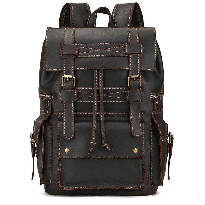 Vintage Men's Backpack Crazy Horse Leather Backpack