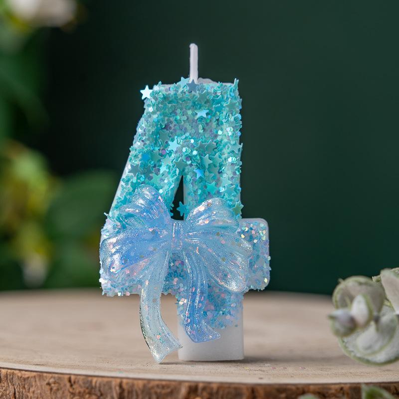 Rhinestone Bow Number Birthday Cake Candles - Creative Party Decorations номер 4