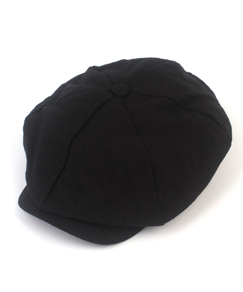 Yunibeosyeolkemiseuteuli Linen Black Loose Fit Newsboy Cap