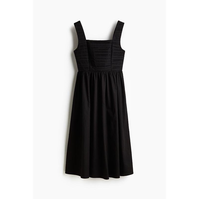 

HM Women s Vest Camisole Dress Summer 2025 New Arrival Pleated Flared Skirt Dress 1270322 Black 155/76(XXS)