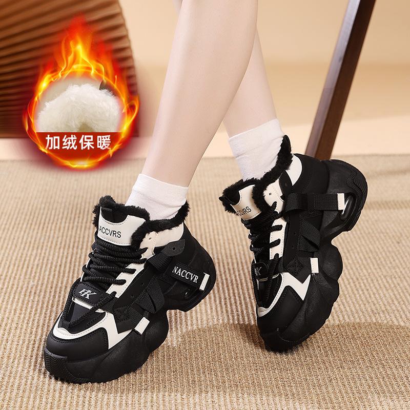 

Fleece thickened dad shoes women s 2025 winter new heightening warm casual sports shoes women s cotton shoes YB 2805-2 35