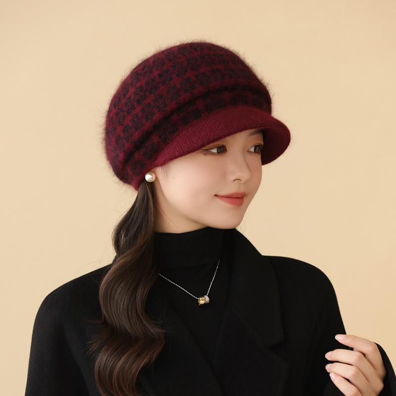 Autumn And Winter Middle-Aged And Elderly Hats, Female Mother Hats, Fleece Thickened, Warm Ears, Cold Protection, Old Lady Knitted Rabbit Fur Hats
