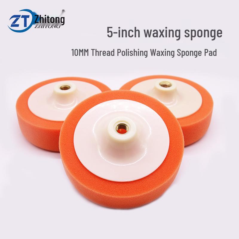 

5-inch Car Polishing Sponge Pad with Screw Plate and Wool Ball Attachment