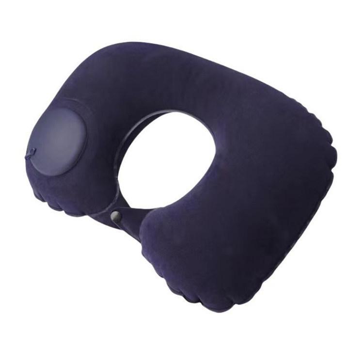 

Надувная U-образная дорожная подушка для шеи для автомобиля и самолета inflated, 38x24x11cm темно-синий