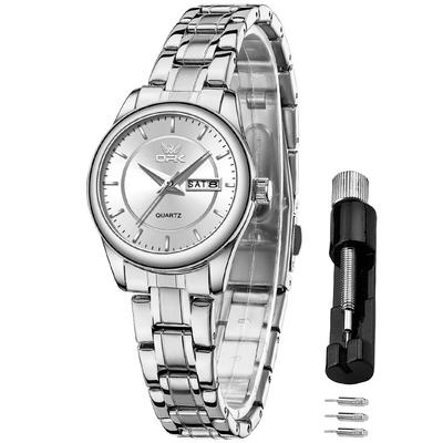 OPK Women's Quartz Watch with Stainless Steel Band, Classic Dial, 30M Water Resistance, Lightweight, Business Watch, Popular, Stylish, Cute, Gift for