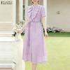 Robe Casual Élégante à Manches Courtes et Col Rond pour Femme