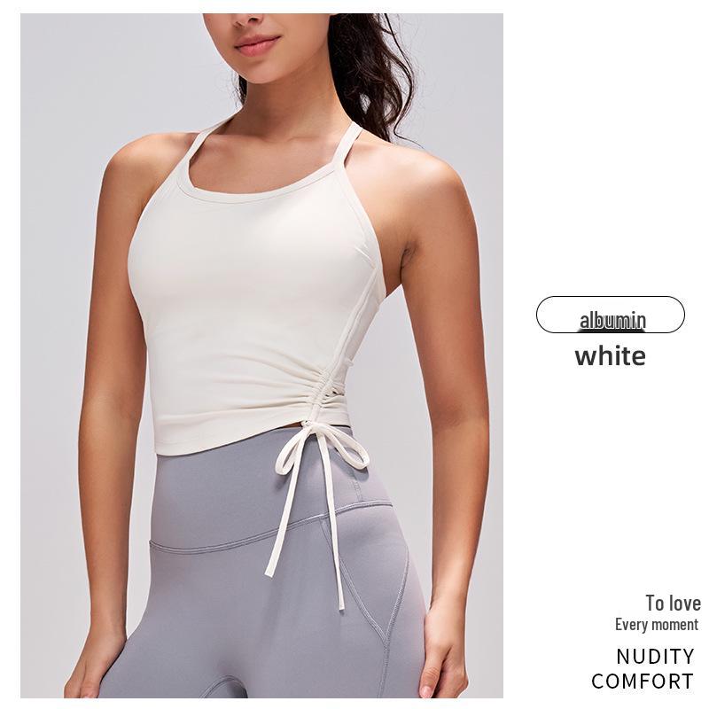 

Women s Anti-bacterial Yoga Camisole with Beautiful Back and Drawstring - Autumn/Winter High-End Fitness Sportswear Medium