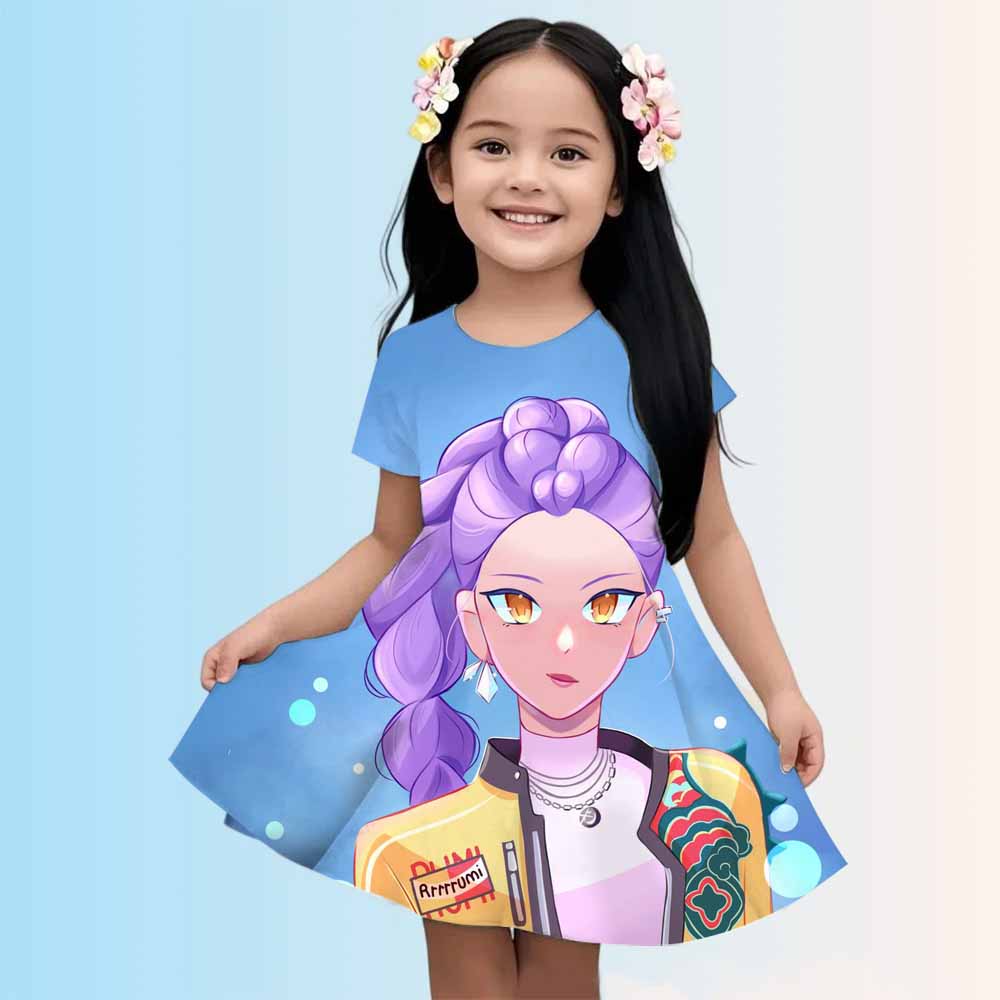 Kpop Hunter Girls 3d Devil Dress New Summer Linen Cute Casual Fashion Bestseller For Children