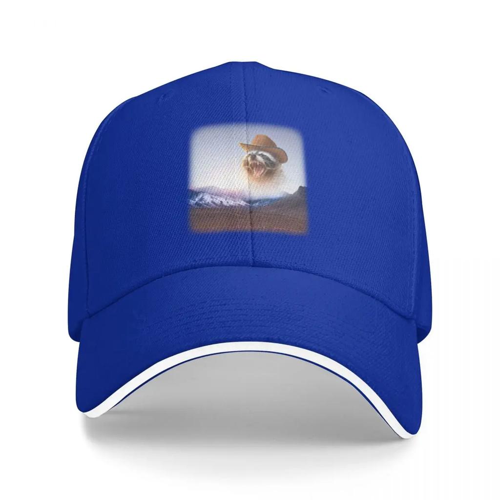 cowboy raccoon word art Baseball Cap Military Tactical Cap Anime Trucker Hats For Unisex Womens