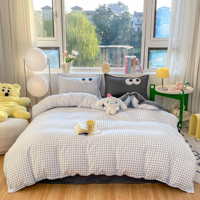 

Бесплатная доставка Новый набор постельного белья из стираного хлопка из 4 предметов Алоэ для студенческого общежития 2.0m: 200*230, 230*230, 48*74*2