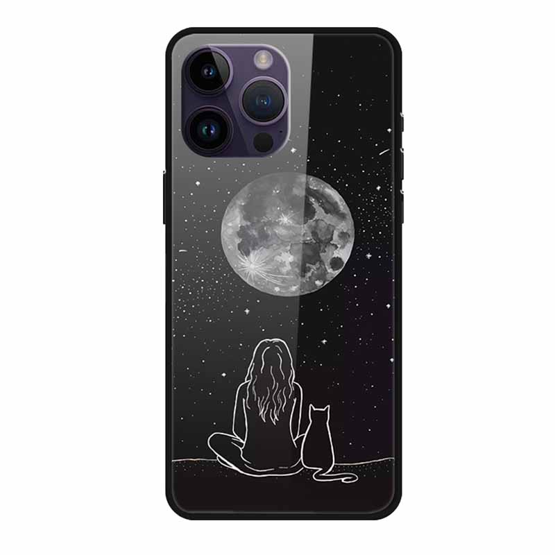 Tempered Glass Case For iphone 15 Pro Max Case Hard Glass Back Cover Soft TPU Bumper For iphone 16 Pro Max Phone Case 16Pro Max