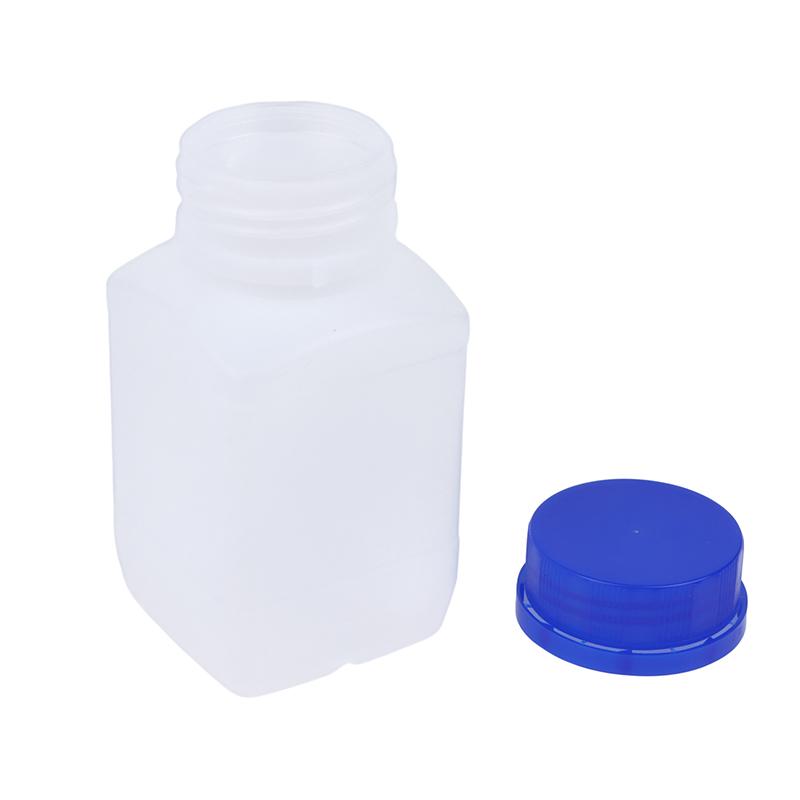 2 Piezas 250/500/800ml Blanco Plástico HDPE Vacío Cuadrado Botella Botella de Reactivo Laboratorio Muestras Frascos Antirrobo Azul Tapa de Rosca