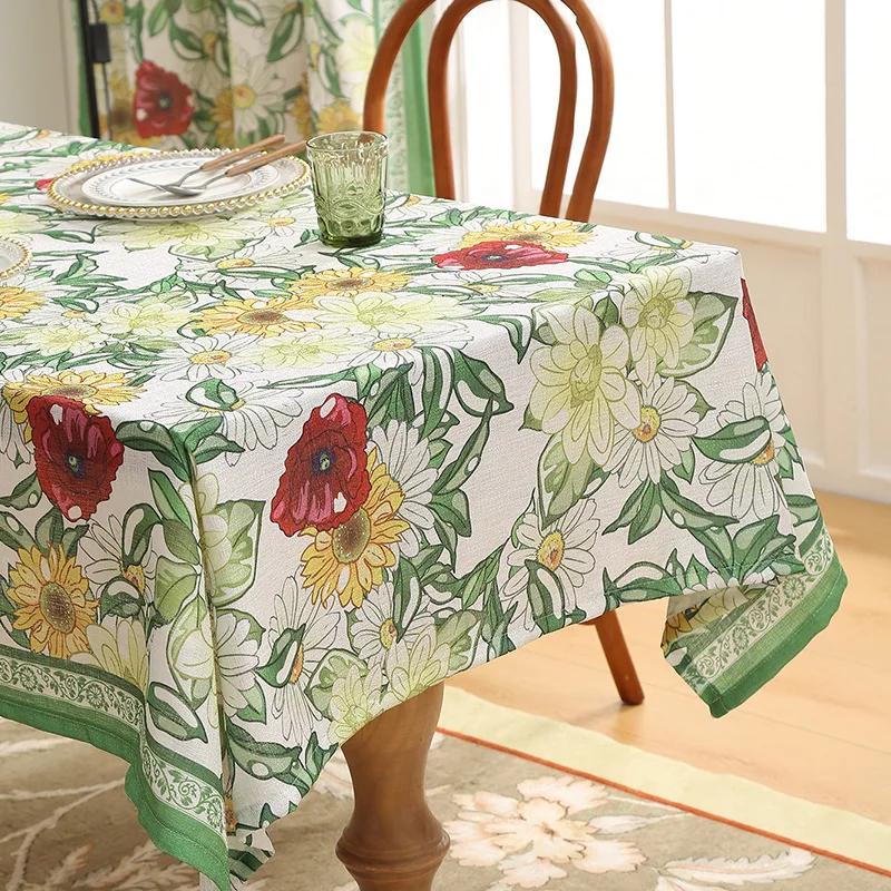 Хлопковая и льняная скатерть с растительным принтом — фото 4