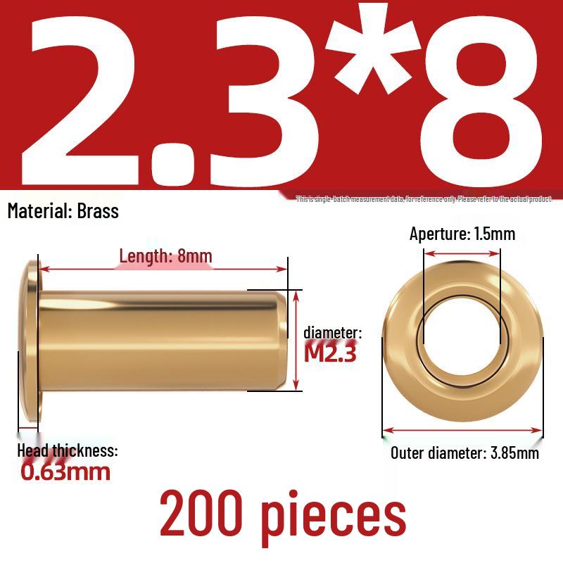 Pure Brass Hollow Rivets & Copper Eyelets Fasteners M1.3–M5