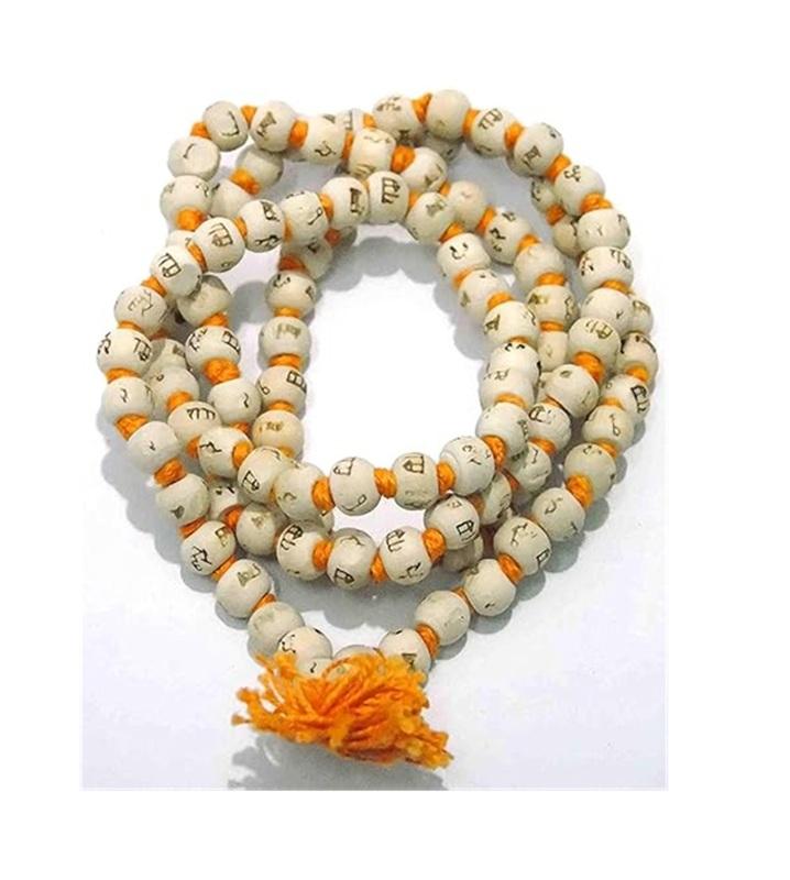 TreegoArt Handcrafted Tulsi Mala Engraved Maha Mantra,Hare Ram Hindi 8 MM Bead Size-108 Beads Jaap Mala - Pack Of 2