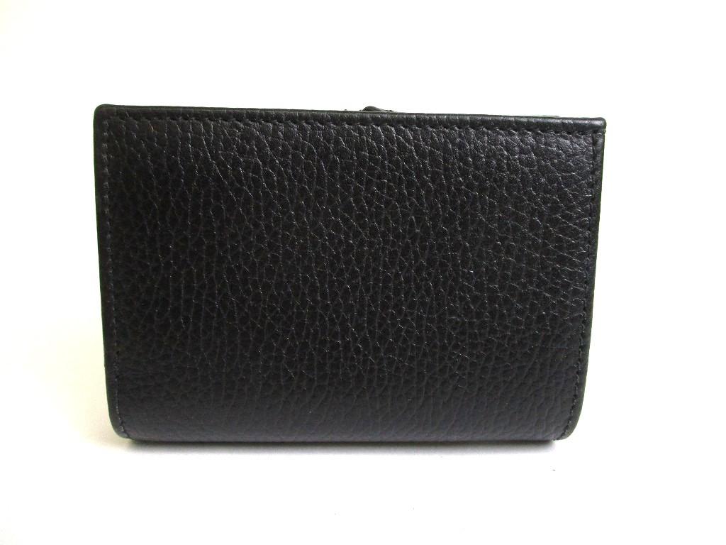 Authentic GUCCI Double G Black Red Leather Bifold Wallet Compact Wallet #b089  Open box