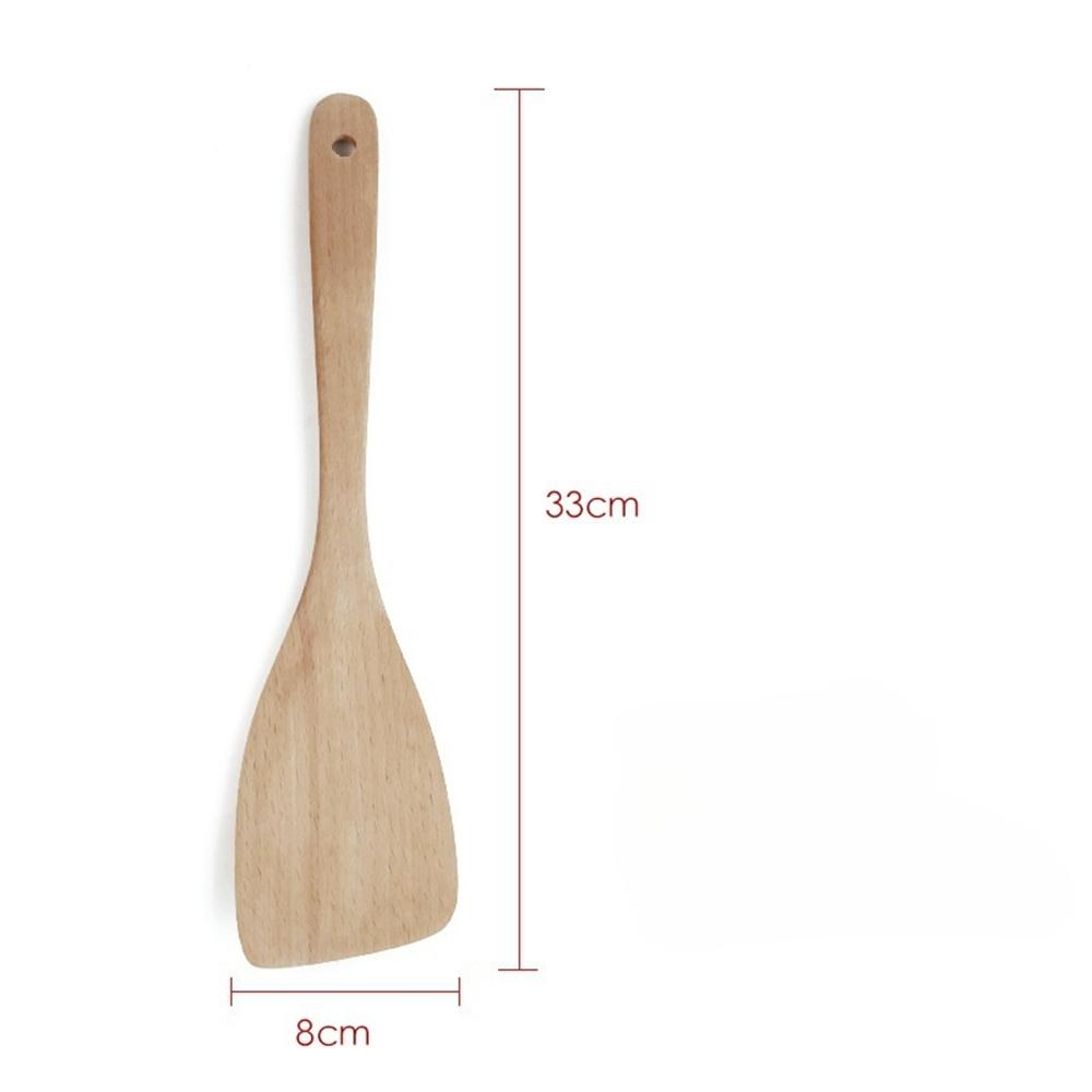 Beech Wooden Spatula Soup Spoon Utensils for Kitchen High Temperature Resistant Anti Slip Turners Home Kitchen Accessories Set