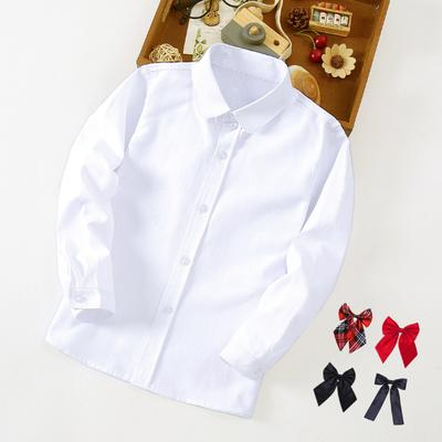Cute Girls Bow Knot White Shirt Children's JK White Shirt Performance Clothes Middle Children's White Shirt Spring Autumn Short Sleeve Shirt