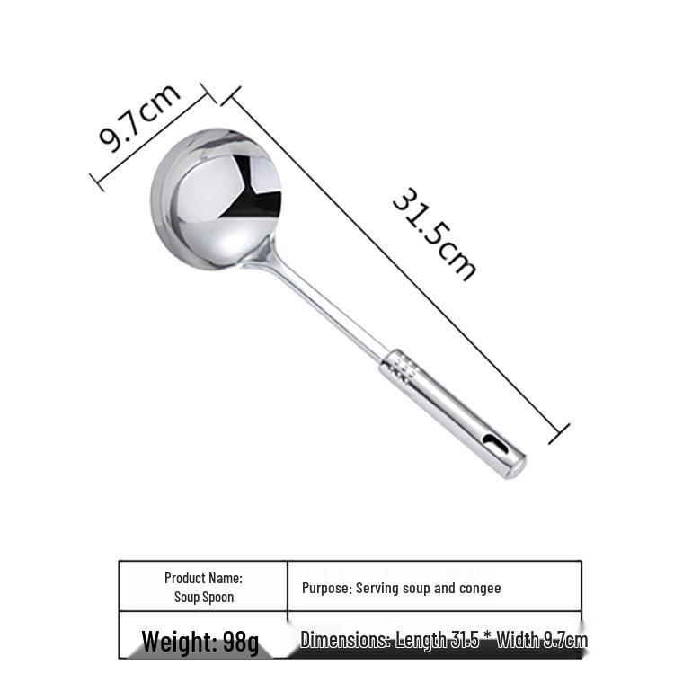 Stainless Steel Cookware: Nine Bead Spatula & Spoon Set - Includes Frying Spatula, Slotted Spoon, Rice Spoon, and Stir-fry Spatula.