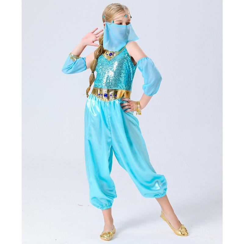 New Halloween Children Princess Jasmine Search Banner Magic Lamp Performance Clothes Full Dance Clothes