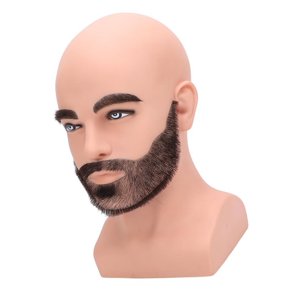 Male Bald Mannequin Head with Full Beard Eyebrows Resin PVC Realistic Barber Practice Bald Head