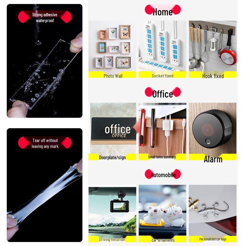 Viten Strong Nano Double-Sided Waterproof Tape: Trace-Free, Transparent Acrylic Adhesive for Hooks & Manicures.