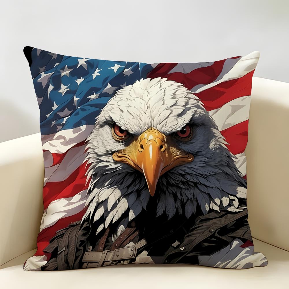 Emblem Usa Fire Police Military Cushion Cover Natural Linen Organic Fabric DoubleSided Printing Room Sofa Decor Pillow Case