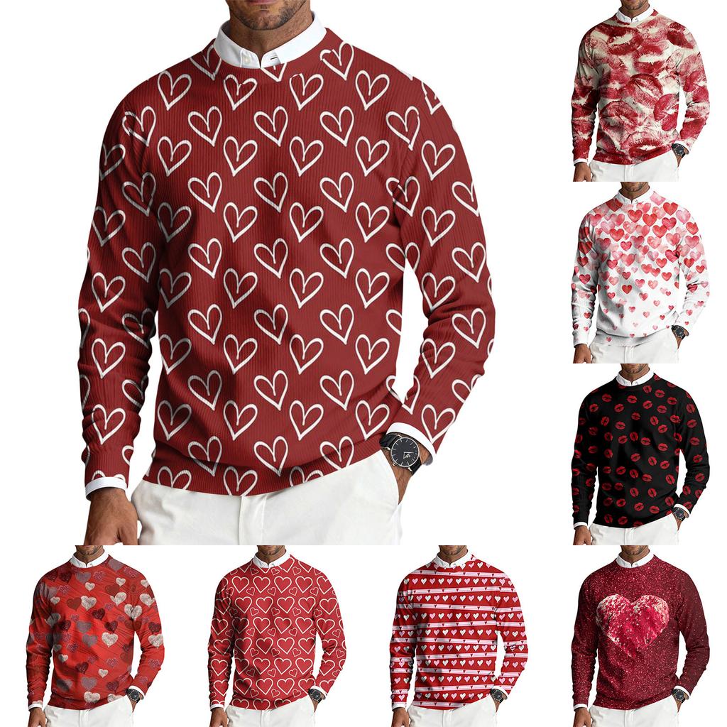 Herren Rundhals Langarm Rippstrick Pullover