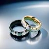 European and American Titanium Steel Two-Color Couple Rings with Diamond Detail