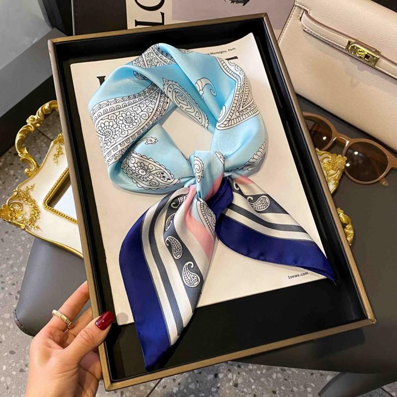 70cm Square Silk-Like Scarf Women Lightweight Fashion Accessory Office Chic Neck Wrap Stylish Print Design
