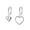 Asymmetrical Heart-Shaped Needle Earrings for Women: Retro Sweet Hollow Studs & Ear Cuffs