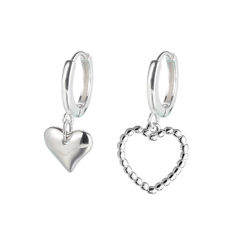 Asymmetrical Heart-Shaped Needle Earrings for Women: Retro Sweet Hollow Studs & Ear Cuffs
