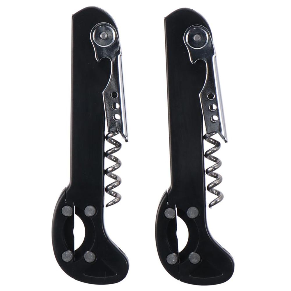 2 pcs Black Multifunctional Red Wine Bottle Opener Three in One 5.7 Inches Stainless Steel Bottle Opener Red Wine Bottle Opener