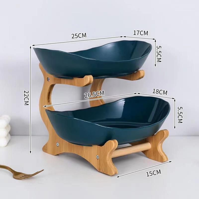 European-Style Creative Bamboo & Wood Multi-Layer Fruit and Snack Tray