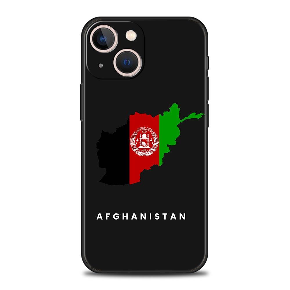 Afghan Afghanistan Flag For iPhone 11 12 13 15 14 Pro Max Phone Case X XR XS 7 8 Plus SE 2020 Luxury Black Soft Cover Funda