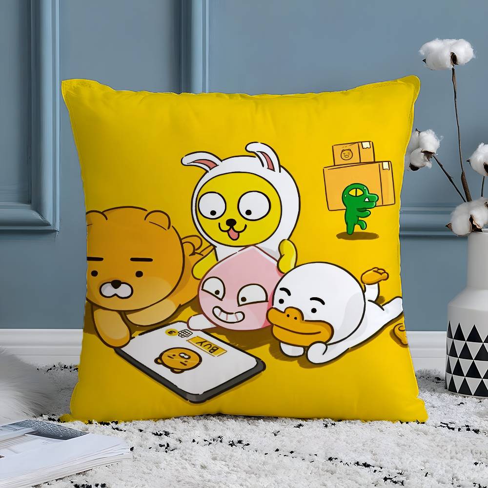 Cartoon Funny Fun Cute KAKAO Pillow Case Silky elegant Comfort Sofa Bed  Invisible zipper Beach pillowcase
