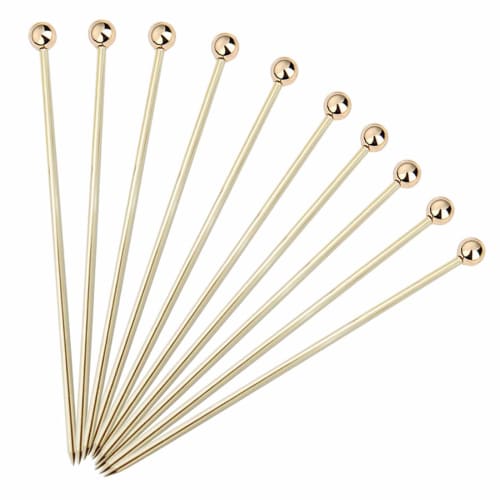 10-Piece Cocktail Stick Set, Stainless Steel Fruit Sticks, Reusable Drink Picks, Appetizer Toothpicks, Martini Glass Picks