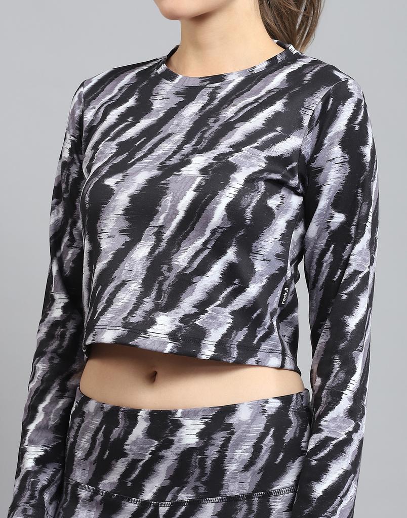 ROCK.IT From House of Monte Carlo Womens Printed Black Round Neck Full Sleeve Tracksuit