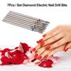 Nail Drill Bits Set Professional Electric Nail Grinding Burr Cutters for Pedicure Manicure Nail Art Tools Silver 7Pcs