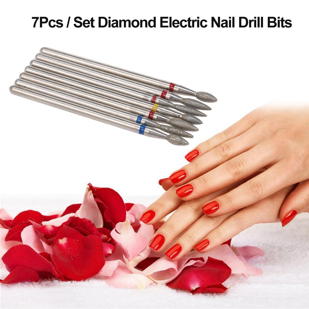 Nail Drill Bits Set Professional Electric Nail Grinding Burr Cutters for Pedicure Manicure Nail Art Tools Silver 7Pcs