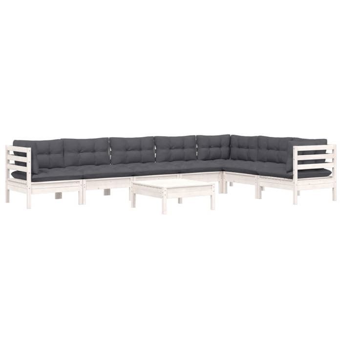 VidaXL Solid Pine Wood Garden Lounge Set 8 Pcs with Cushions Patio Furniture Outdoor Furniture Garden Furniture 3096702