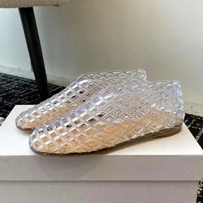 Mode Luxe Créateur Sandales Plates Jelly Creuses Femmes Mode Respirantes Confortables Mules Chaussures pour Femmes Été Élégantes Plats de Plage